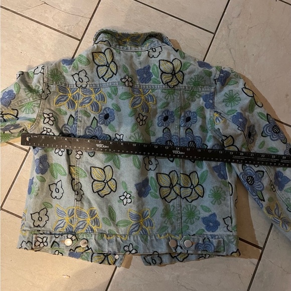 Vtg Urban Outfitters Embroidered Jacket Medium Blue Jean Floral - Picture 2 of 2